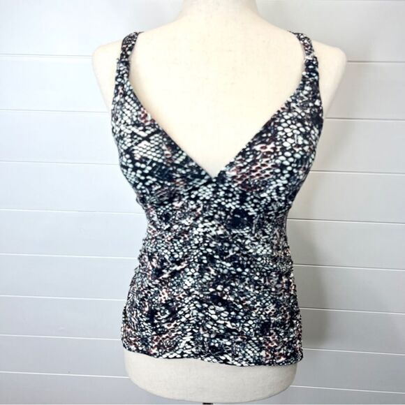 🌺3 FOR $20🌺 - Athleta Snakeskin Print Tankini Swim Top Medium Halter - Picture 1 of 4